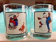 Set of 2 Vintage 1979 NORMAN ROCKWELL Arby's Pepsi  Collectible Drinking Glasses picture
