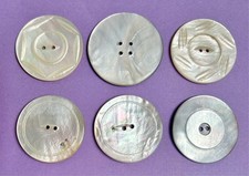 6 Different Vintage Extra Large Lustrous White Mother of Pearl Buttons picture