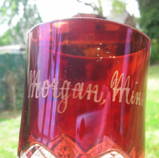 Antique Ruby Red Flash Glass Souvenir - MORGAN, MINN picture