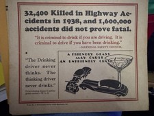 National Safety Council 1938 Drunk Driving Highway Safety Print Ad picture
