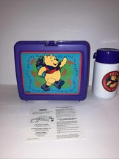 Vintage 1990’S NEW DISNEY WINNIE THE POOH ALADDIN LUNCHBOX W/Thermos Never Used picture
