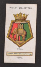 1925 Wills's Ships Badges Series Cigarette Card No. 16 Coventry picture