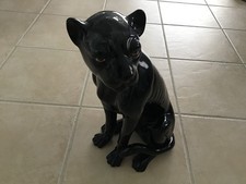 VINTAGE CERAMIC BLACK PANTHER STATUE 24” Tall picture