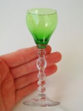 1930s Cambridge Glass Tally Ho Cordial Green Blown Bowl Clear Stem #1402 Vintage picture