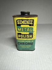 Vintage Antique Simoniz Chrome Metal Polish Cleaner Tin Advertising Can picture