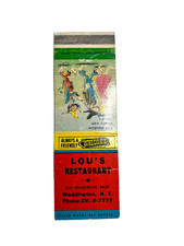 LOU'S RESTAURANT Matchbook Matchcover - WADDINGTON, NEW YORK picture