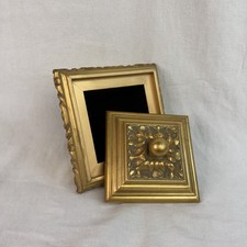 Gold Trinket Jewelry Box Velvet Lining Vintage Victorian Square Velvet Lined picture