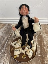 Annalee Dolls 1992 Dickens Christmas Eve Scrooge With Money Bags Vintage picture