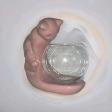 Vtg Haeger Pink Cat Fish Bowl. No Damage picture