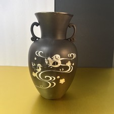 Vintage bronze  Vase With Silver Inlay oriental style 1940 -30 era 9,5