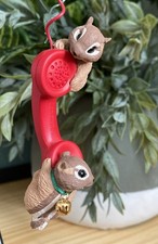Friendship Line Hallmark Ornament 1992, Chipmunks on Vintage Retro Phone  picture