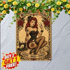 Classic Retro Style Tattooed Beauty Sign Vintage Art Cards Metal Plaque 8x12 picture