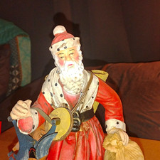 Vintage Santa Claus Christmas Figurine Hand Painted Paper Mache picture