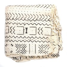 White Bogolan Mali Mud Cloth Geometric Design African Black and White Cotton picture