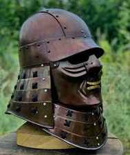 Handmade Steel Samurai Helmet Warrior Skull Armor Plated Finish picture