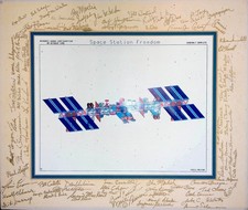 Signed Original NASA Space Station Freedom / ISS Blueprint Autographed Schematic picture