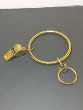 NOS Brass The Jailer's Key Ring & Policeman's Ball Style Whistle Vintage  picture