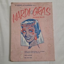 Vintage 1950s Mardi Gras Shower Hood In Box Plastic Shower Cap picture