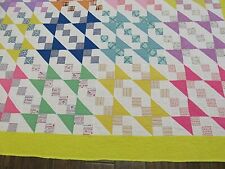 Antique Handmade Quilted Cotton Patchwork Flying Geese Quilt Twin 76