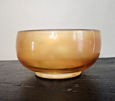 Vintage Marigold / Orange Gold Early Carnival Pressed Glass Iridescent Bowl picture