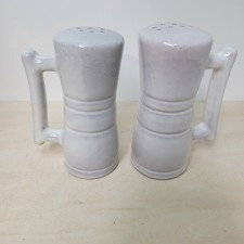 White Ceramic 2 Pepper Shakers, Novelty Kitchen Decor with Handles picture