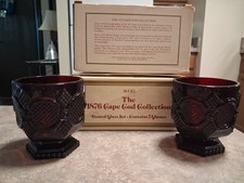 Vintage2x Set of 2 footed glasses (4) 1876 Avon Cape Cod Collection Ruby Red picture