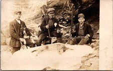 RPPC Three Hunters with Dog and Guns Vintage Postcard 4P24-26 picture