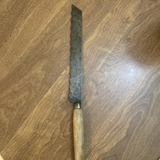 FABULOUS Old Vintage Wooden Wood Handle BREAD KNIFE Serrated Wavy Blade picture