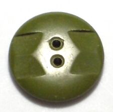 Vintage Carved Effect Plastic Button Art Deco Avocado Green 2.18 grams 7/8