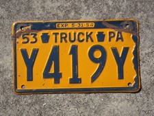 1953 Pennsylvania Truck License Plate Penna PA Ford Chevrolet Chevy Y419Y picture
