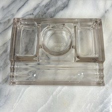 VTG 1920s Light Pink Tinted Art Deco Glass Inkwell / Trinket Tray Sengbusch picture
