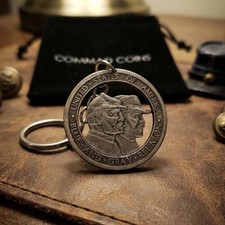 1936 Cut Coin Keychain Half Dollar Blue and Grey Reunion Civil War Gettysburg picture