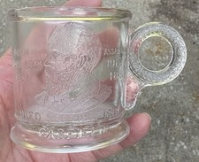 Commemorative EAPG Glass Mug Lincoln & Garfield Assassination Dates Political picture