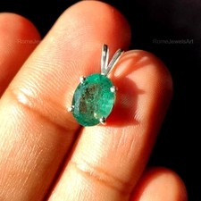 Natural Certified 14Ct Green Emerald Oval IGL Loose Gems 925 Silver Pendant 6JHP picture