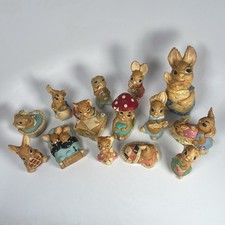Vintage Pendelfin & Pepiware Bunny Rabbit Statues Set Of 14 Bunnies Good To VG picture