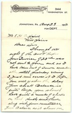 1912 A&P Tea Co. Johnstown PA Handwritten Letterhead picture
