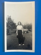 1944 Smiling Woman Star Blouse Long Skirt Classic Car Photo picture