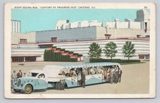 Vtg/Atq Post Card Sight Seeing Bus Century of Progress 1933 Chicago Ill. R349 picture