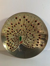 VtG 24K  Gold Plated Enameled Plate Featuring Peacock. picture