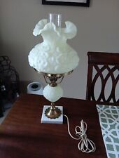 Fenton Custard Glass Poppy Flower Student Electric Lamp Ruffle picture