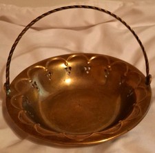 Solid Brass Handled Bowl Basket With Pierced Rim picture