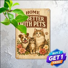Cat Part Of Family Pet Quote Metal Sign Vintage Farmhouse Decor Plaque 8x12 picture