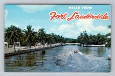Fort Lauderdale FL-Florida, Waterway with Bridge, Postal Vintage c1969 Postcard picture