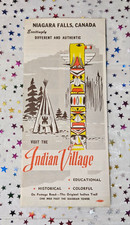 Vintage 1960s Visit The Indian Village Niagara Falls Canada Travel Flyer picture