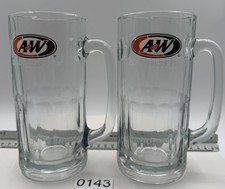 Vintage A&W Root Beer Mugs Set of 2 All American Food Logo Large Heavy Glass picture