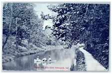1909 Bicycle Path Along Canal Boating Indianapolis Indiana IN Posted Postcard picture