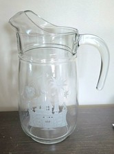 VTG Walt Disney World Cinderella Castle Etched Glass Pitcher France picture