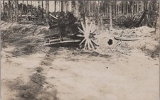 WWI German Destroyed Artillery Caisson Wagon Montfaucon France RPPC Postcard picture