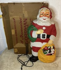 RARE VINTAGE 1950’s LA GOODMAN 30” SANTA LIGHT UP DISPLAY PLASTIC WITH BOX picture