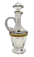 VINTAGE MOSER 24K GOLD PLATED LADY HAMILTON CRYSTAL HANDLED DECANTER 7 1/4